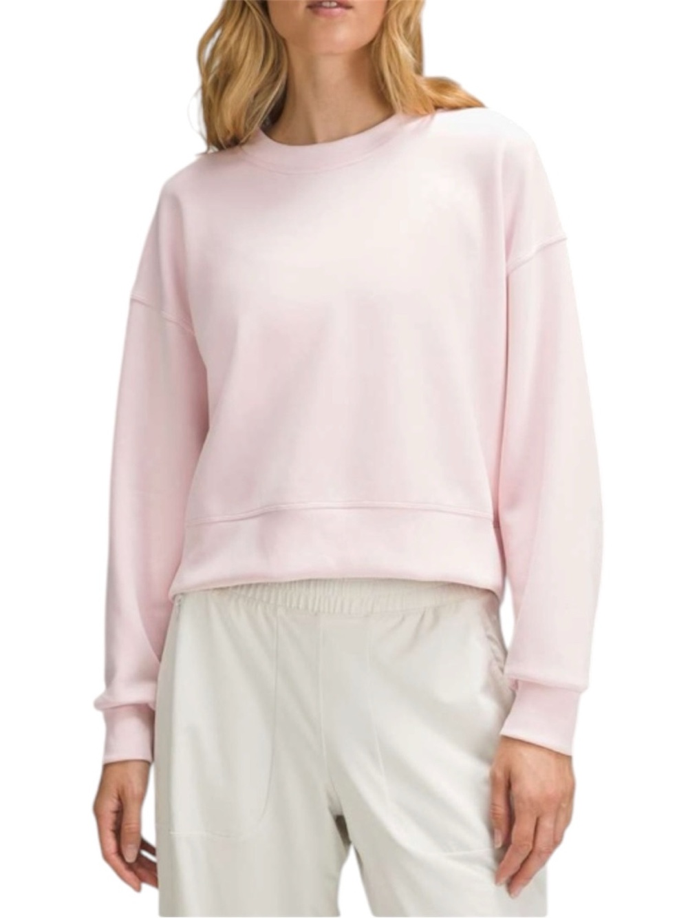 Lululemon Softstreme Perfectly Oversized Cropped Crew Flush Pink Estimated 6 - Picture 1 of 8